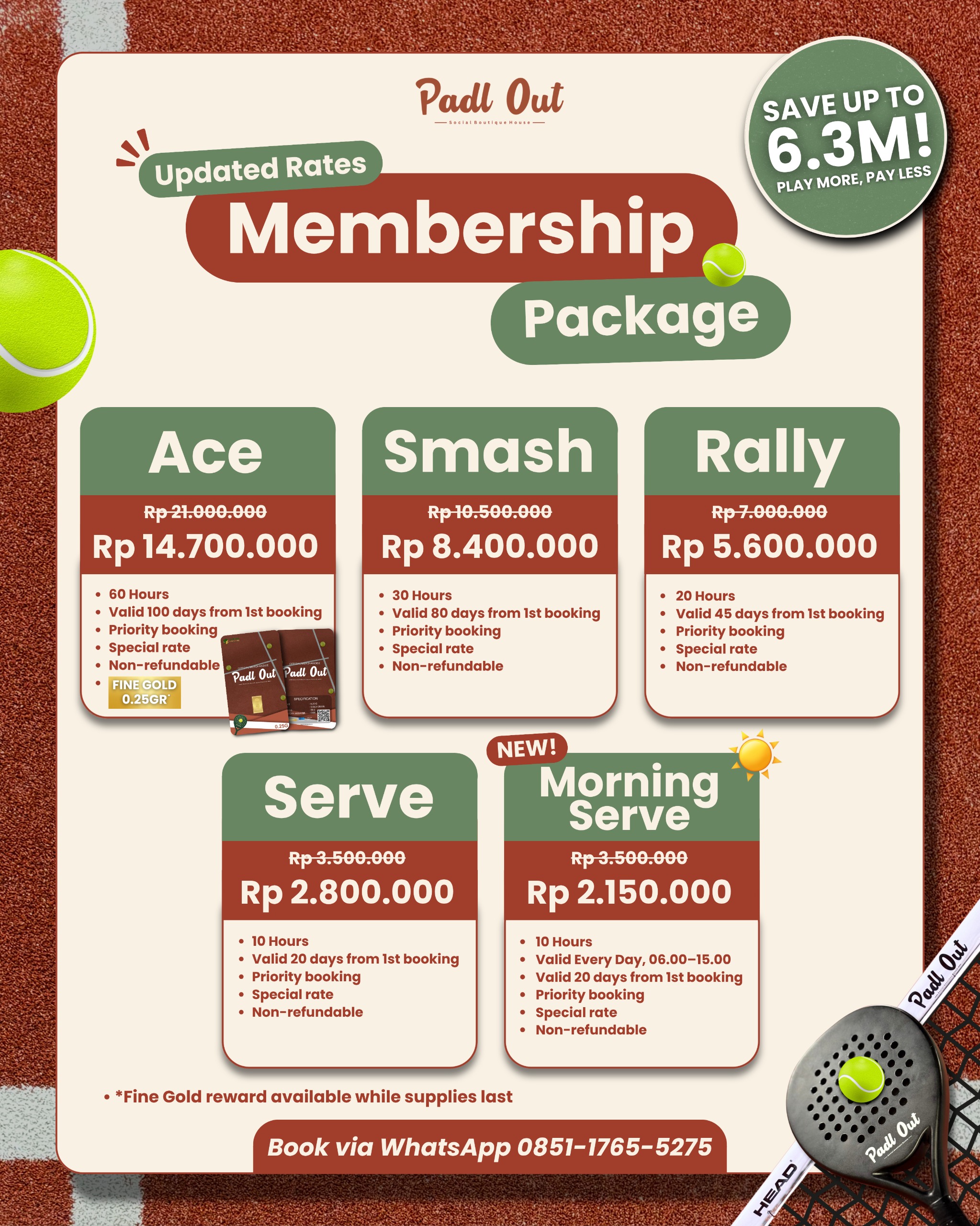 Membership package terbaru Padl Out